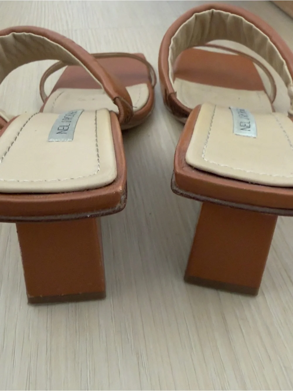Tan Wedge Slide Sandals - Size 38